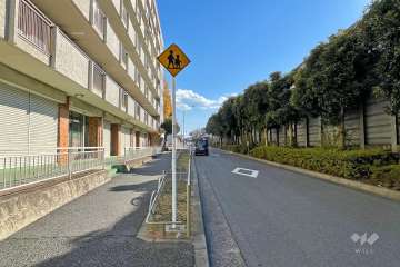 敷地西側の前面道路（北側から）