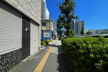 敷地南西側の前面道路（北西側から）