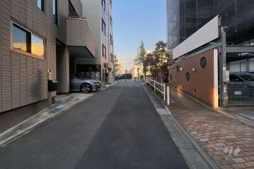 敷地の北側前面道路（西側から）