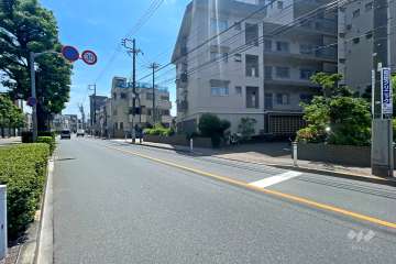 敷地の北側前面道路（西側から）