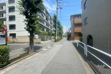 敷地の南側前面道路（西側から）