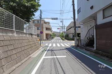 敷地の南側前面道路（西側から）