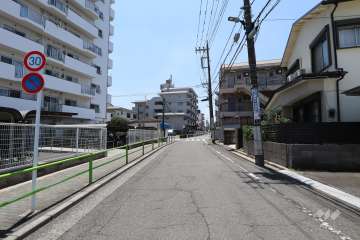 敷地西側の前面道路（北側から）