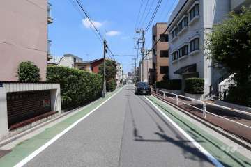 敷地南側の前面道路（西側から）