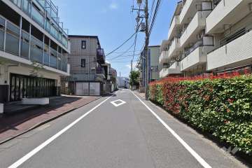 敷地南西側の前面道路（南東側から）