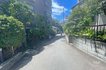 敷地西側の前面道路（北側から）