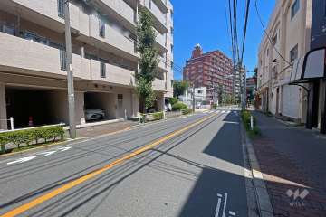 敷地の南西側前面道路（北西側から）