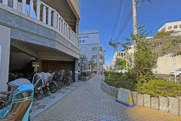 敷地の南東側通路（南西側から）