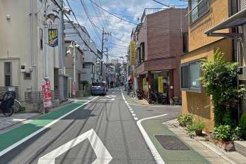 敷地南側の前面道路（西側から）