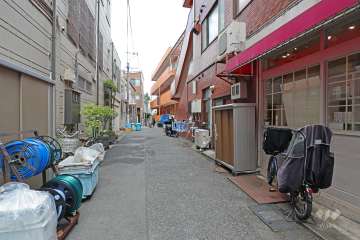 敷地の北側前面道路（西側から）