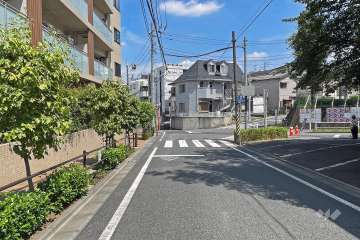 敷地の南側前面道路（西側から）