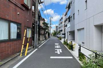 敷地北西側の前面道路（南西側から）