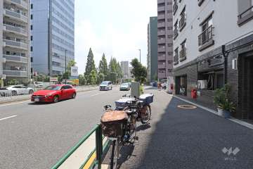 敷地北東側の前面道路（北西側から）