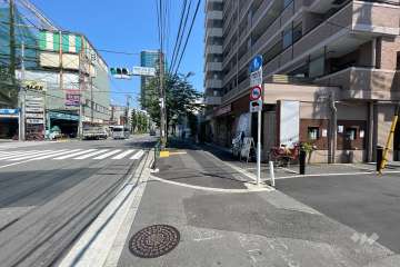 敷地の北側前面道路（西側から）