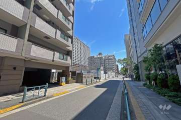 敷地の南側前面道路（西側から）