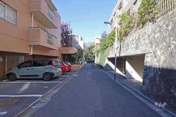 敷地北東側の前面道路（南東側から）