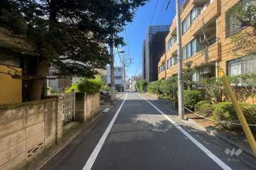 敷地南西側の前面道路（南東側から）