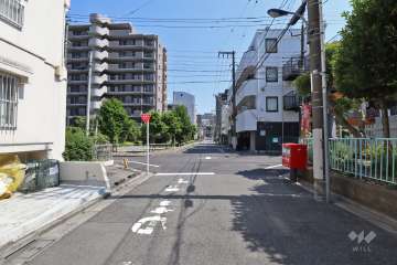 敷地西側の前面道路（北側から）
