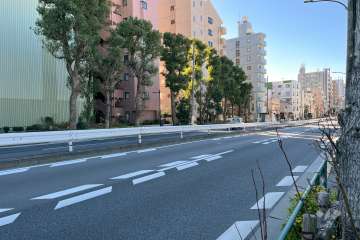 敷地北西側の前面道路（北東側から）