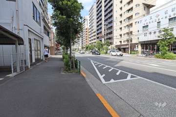 敷地北東側の前面道路（南東側から）