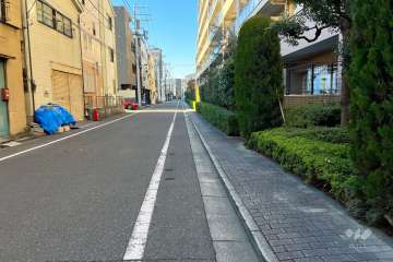 敷地の南西側前面道路（南東側から）