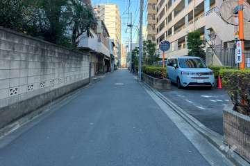 敷地の北東側前面道路（北西側から）
