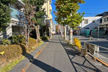 敷地の南側前面道路（西側から）