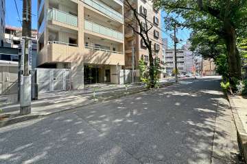 敷地北西側の前面道路（北東側から）