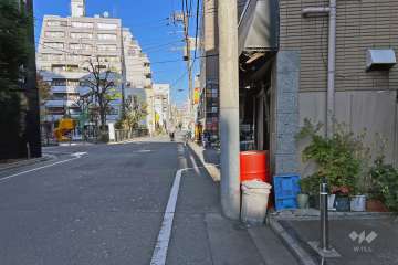敷地の北西側前面道路（南西側から）