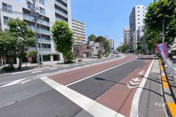 敷地東側の前面道路（南側から）