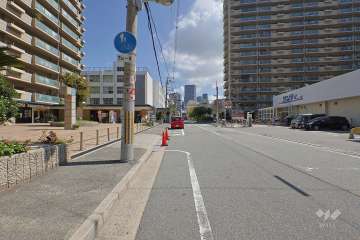 敷地の南側前面道路（西側から）