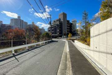 敷地南東側の前面道路（北東側から）