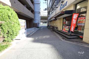 敷地南側の前面道路(西側から)