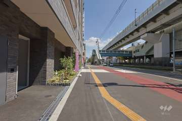 敷地の南東側前面道路（南西側から）