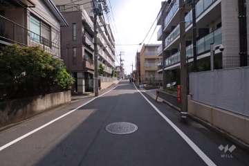 敷地北西側の前面道路(南西側から)