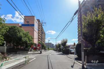 敷地北東側の前面道路(北西側から)