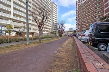 敷地南側の前面道路（南西側から）