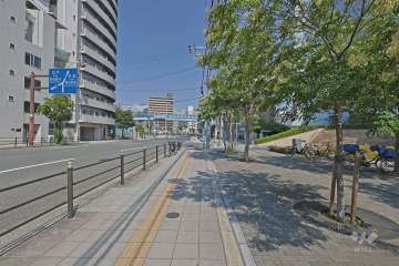 敷地の北西側前面道路（南西側から）