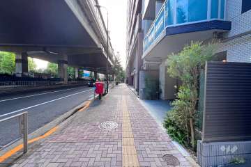 敷地の南東側前面道路（北東側から）