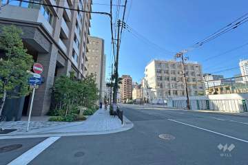 敷地北東側の前面道路（南東側から）