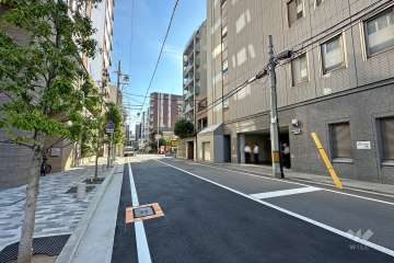 敷地北西側の前面道路（北東側から）
