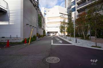 敷地西側の前面道路（南側から）