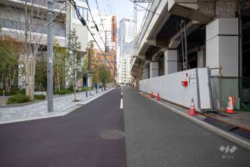敷地南側の前面道路（西側から）