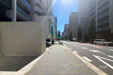 敷地西側の前面道路(北側から)