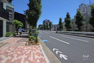 敷地南東側の前面道路（都道312号・目黒通り）