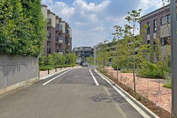 敷地の南側前面道路（西側から）