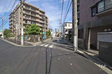 敷地の南東側前面道路(南西側から)