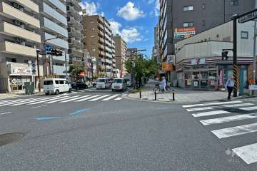 敷地南側の前面道路（西側から）