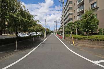 敷地南西側の前面道路(南東側から)