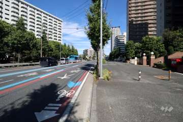 敷地西側の前面道路(南側から)